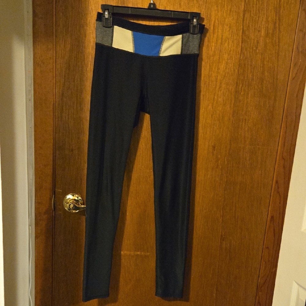 RBX Black Leggings with Blue Accent